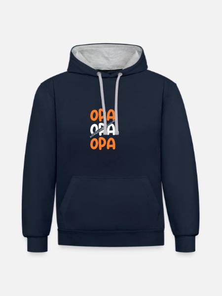 Flutist Grandpa Flute - Contrast hoodie - navy/heather grey