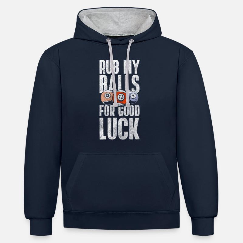 Pool Kugel Queue - Kontrast-Hoodie - Navy/Grau meliert