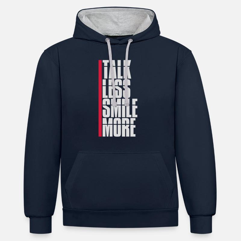 parler moins sourire plus - Sweat à capuche contrasté - bleu marine/gris chiné