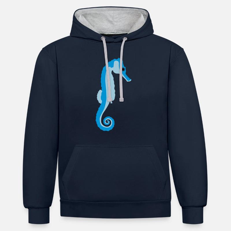 seepferdchen_082012_a_3c - Sweat à capuche contrasté - bleu marine/gris chiné