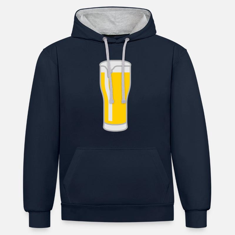 bier_glas_3c - Kontrast-Hoodie - Navy/Grau meliert