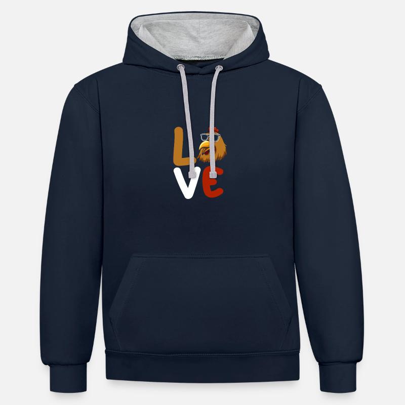Poules Poule - Sweat à capuche contrasté - bleu marine/gris chiné