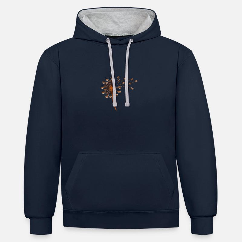 Bovins de buffle Bœufs - Sweat à capuche contrasté - bleu marine/gris chiné