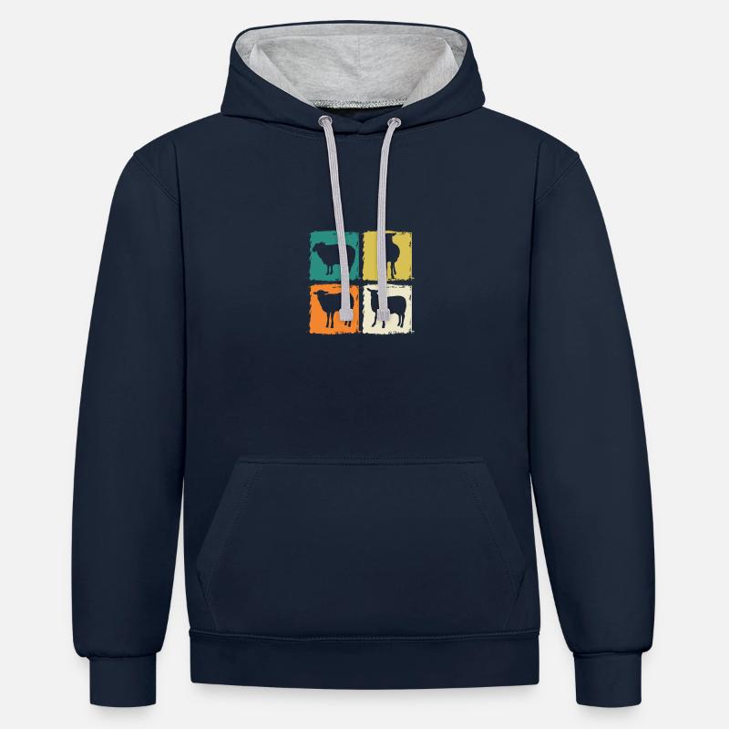 Schäfer Schaf - Kontrast-Hoodie - Navy/Grau meliert