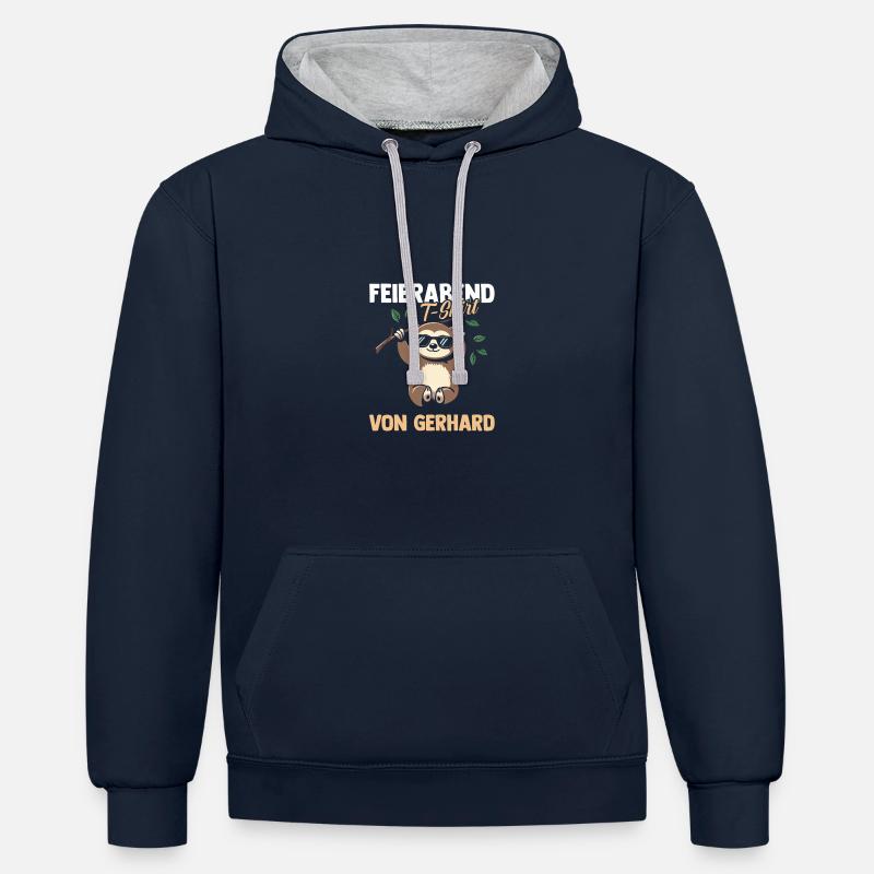Paresseux Gerhard - Sweat à capuche contrasté - bleu marine/gris chiné