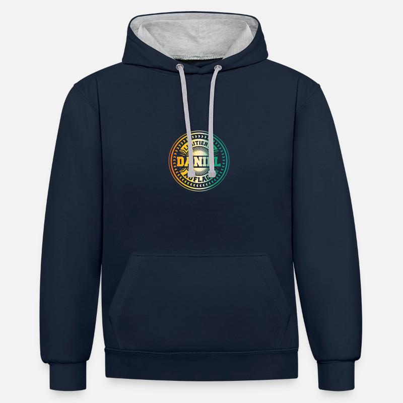 Daniel - Kontrast-Hoodie - Navy/Grau meliert