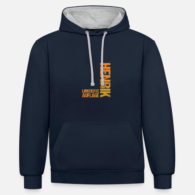 Henrik - Sweat à capuche contrasté - bleu marine/gris chiné