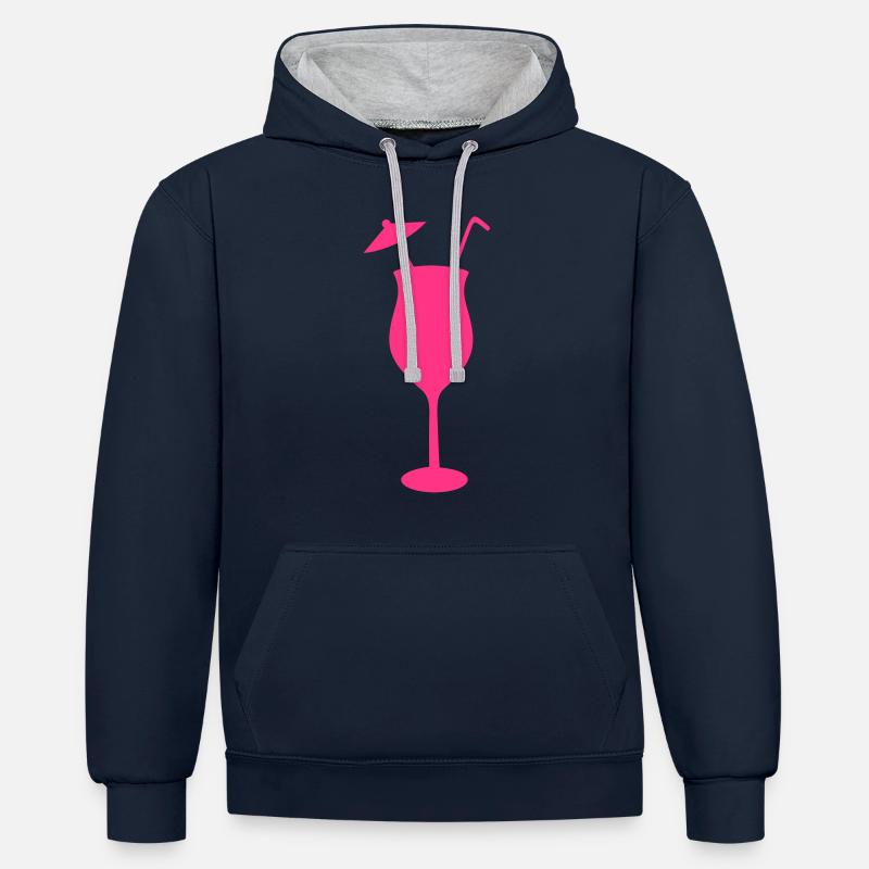 Cocktail verre - Sweat à capuche contrasté - bleu marine/gris chiné