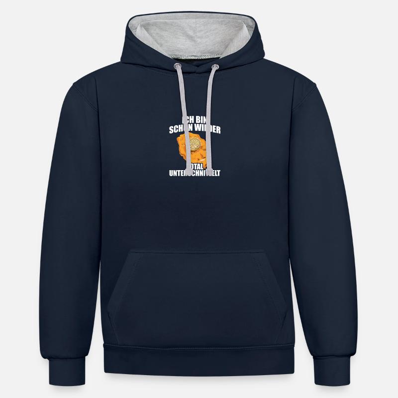 Total unterschnitzelt Schnitzel - Kontrast-Hoodie - Navy/Grau meliert