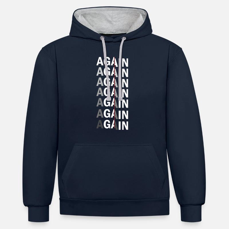 Again Again Again Again - Sweat à capuche contrasté - bleu marine/gris chiné
