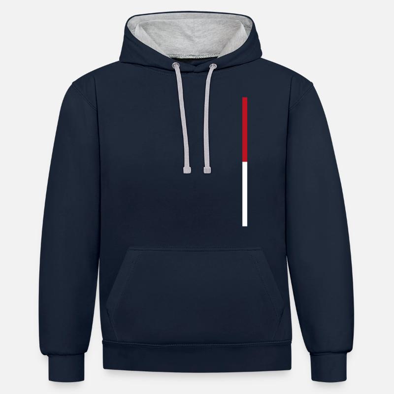 Vienne - Style Steifen - Sweat à capuche contrasté - bleu marine/gris chiné