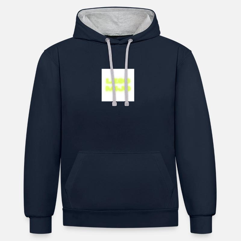 LesoMijo - Sweat à capuche contrasté - bleu marine/gris chiné