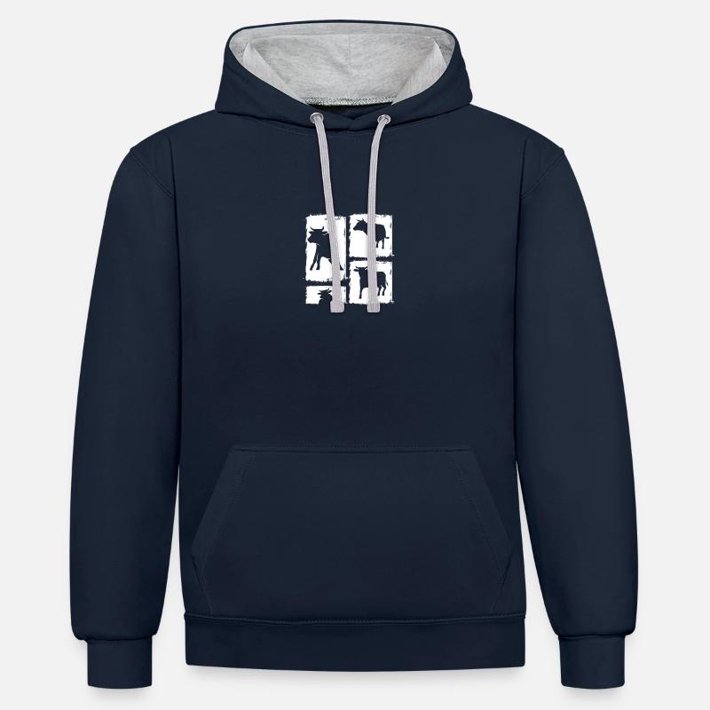 Bovins de buffle Bœufs - Sweat à capuche contrasté - bleu marine/gris chiné