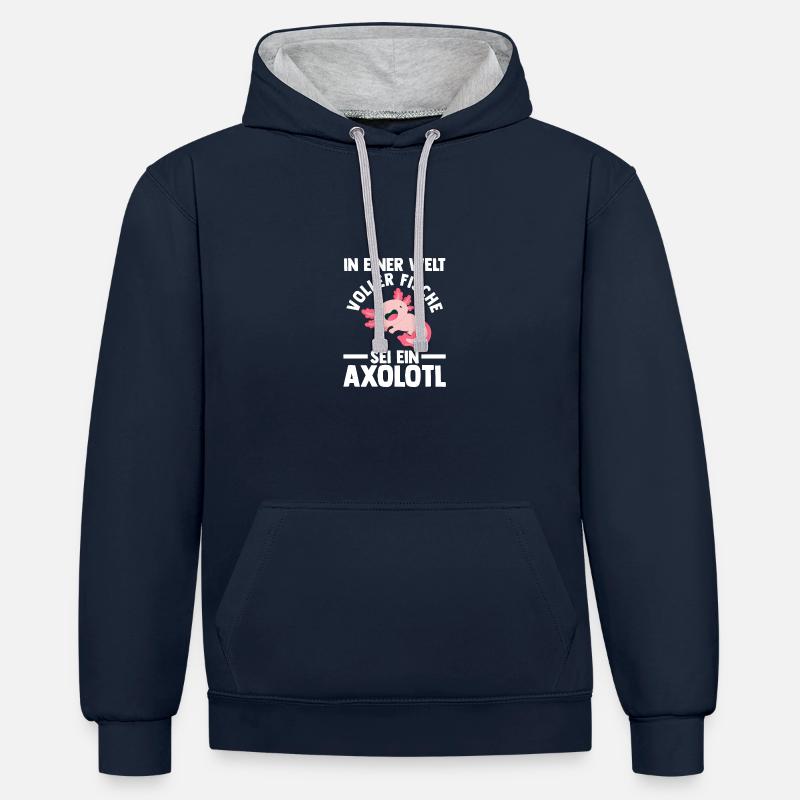 Axolotl - Sweat à capuche contrasté - bleu marine/gris chiné
