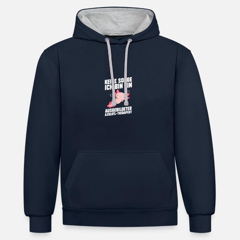 Axolotl - Sweat à capuche contrasté - bleu marine/gris chiné