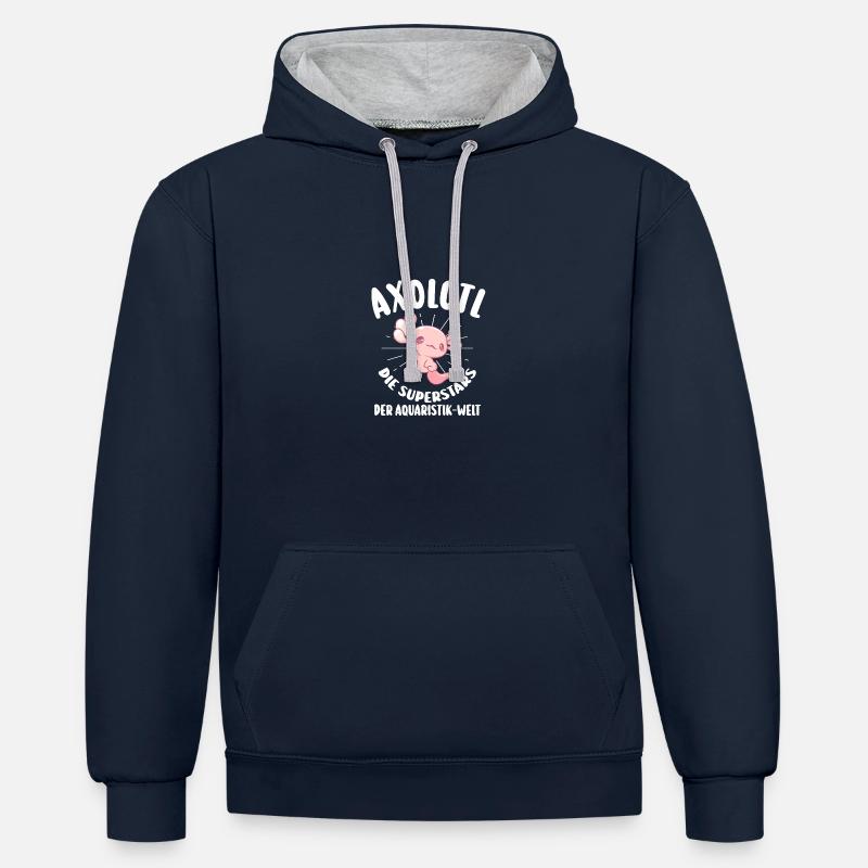 Axolotl - Sweat à capuche contrasté - bleu marine/gris chiné