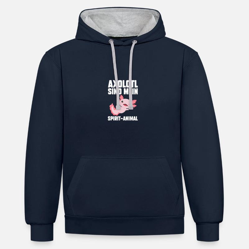Axolotl - Sweat à capuche contrasté - bleu marine/gris chiné