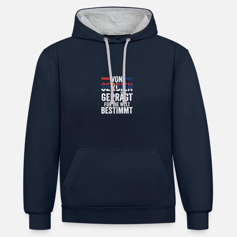 Serbe Serbe Serbie - Sweat à capuche contrasté - bleu marine/gris chiné