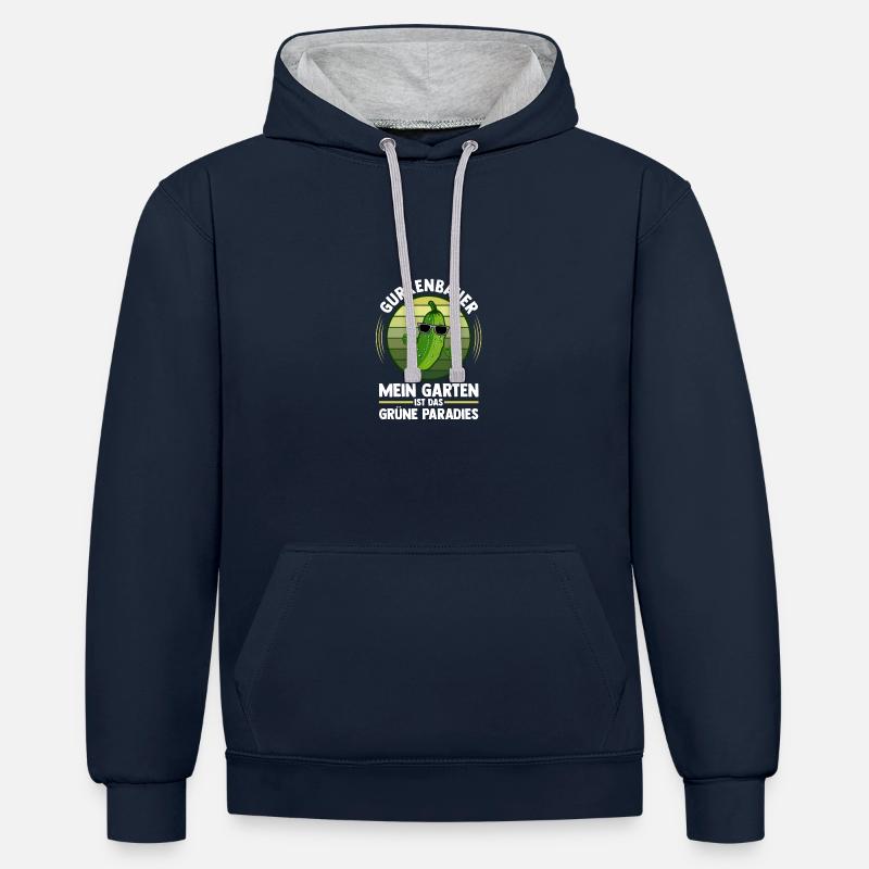 Jardinier Concombre Jardin fermier - Sweat à capuche contrasté - bleu marine/gris chiné
