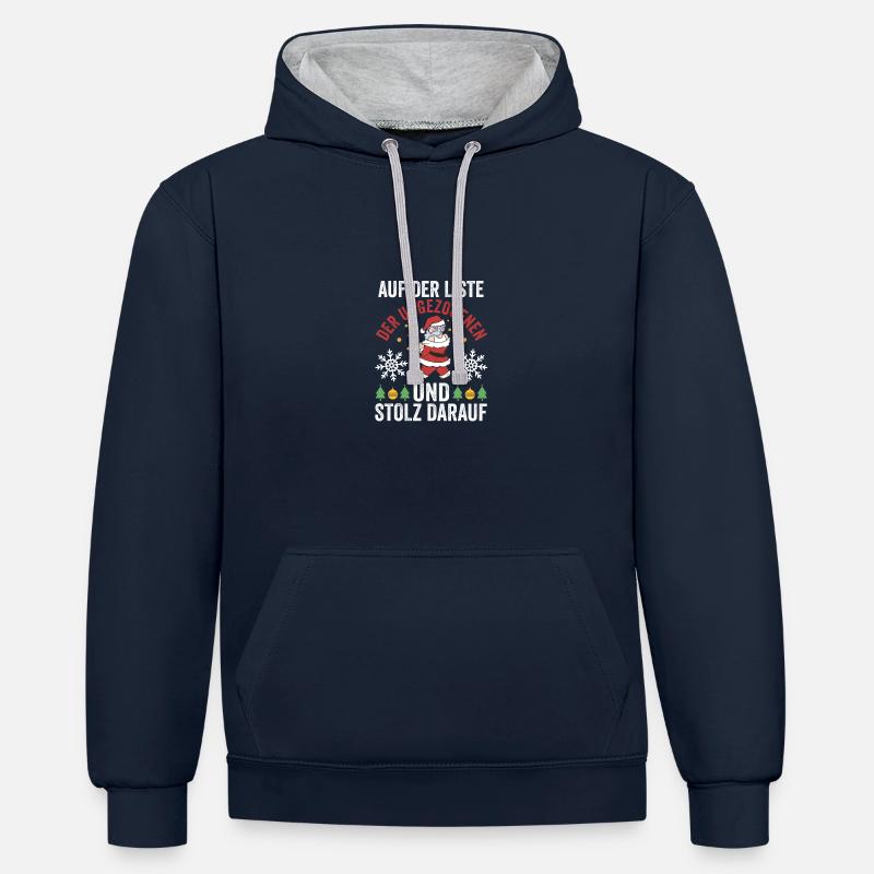 Père Noël Coquin Noël - Sweat à capuche contrasté - bleu marine/gris chiné