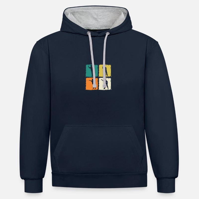 Joueur de fléchettes Fléchettes - Sweat à capuche contrasté - bleu marine/gris chiné