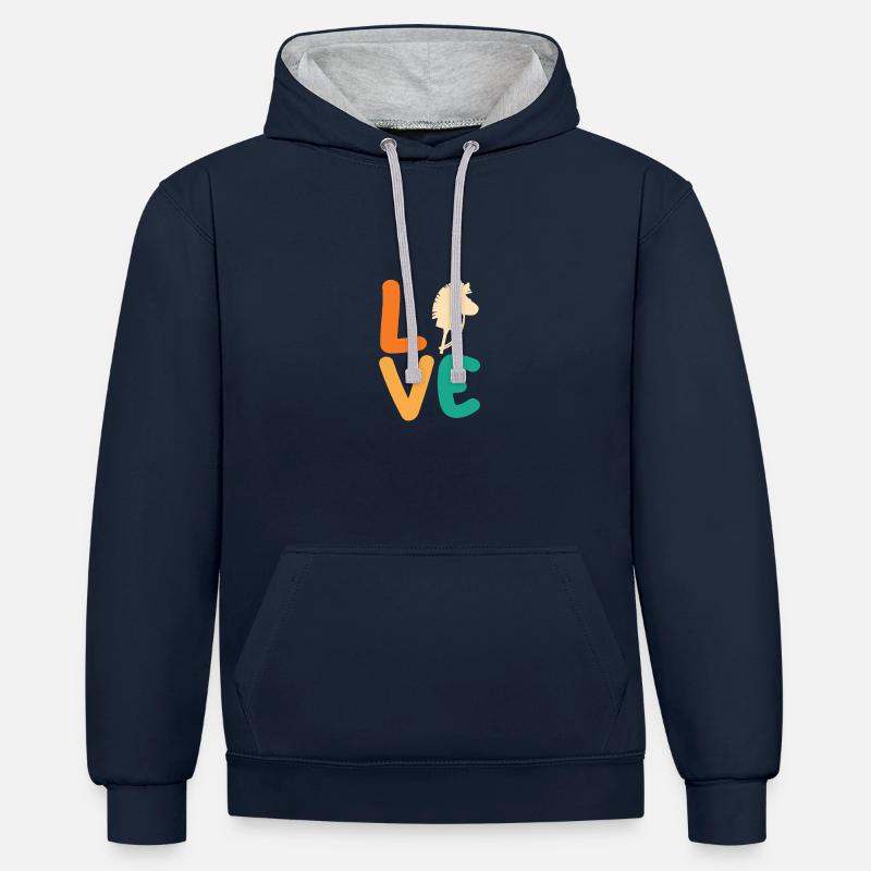 Hobby Cheval Hobby Horsing - Sweat à capuche contrasté - bleu marine/gris chiné