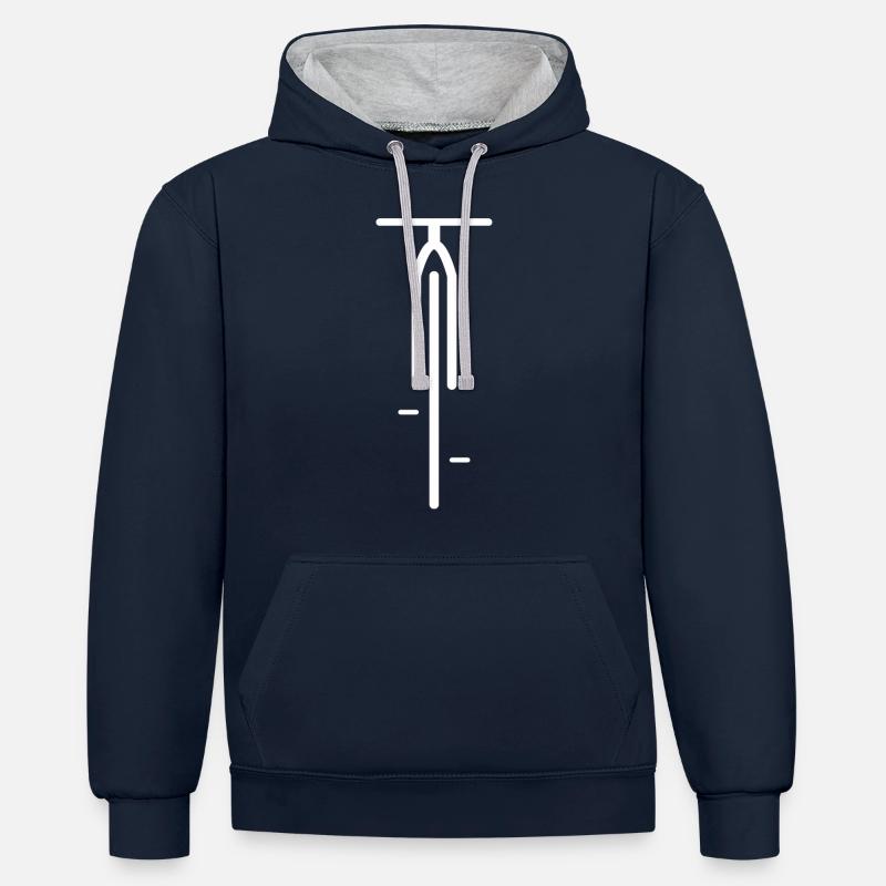 Silhouette de vélo blanc - Sweat à capuche contrasté - bleu marine/gris chiné