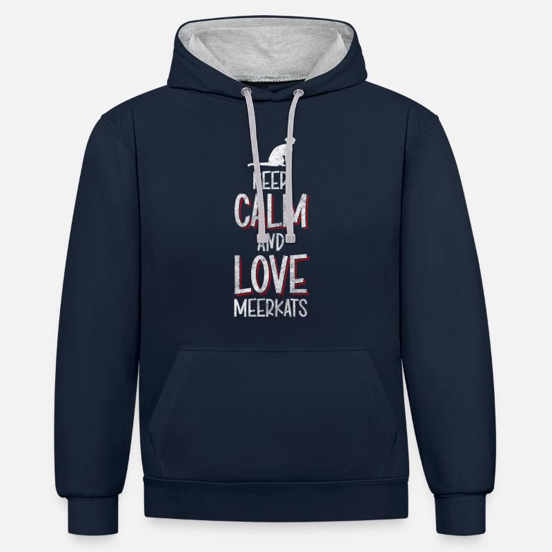 Erdmännchen Tier Fell Wüste - Kontrast-Hoodie - Navy/Grau meliert