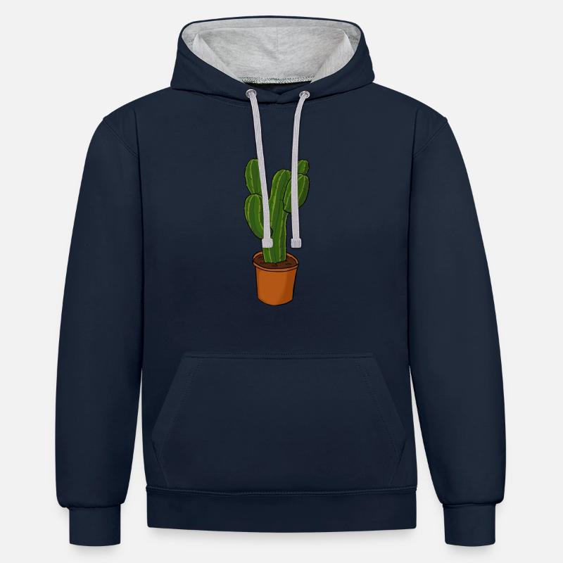 Cactus - Sweat à capuche contrasté - bleu marine/gris chiné