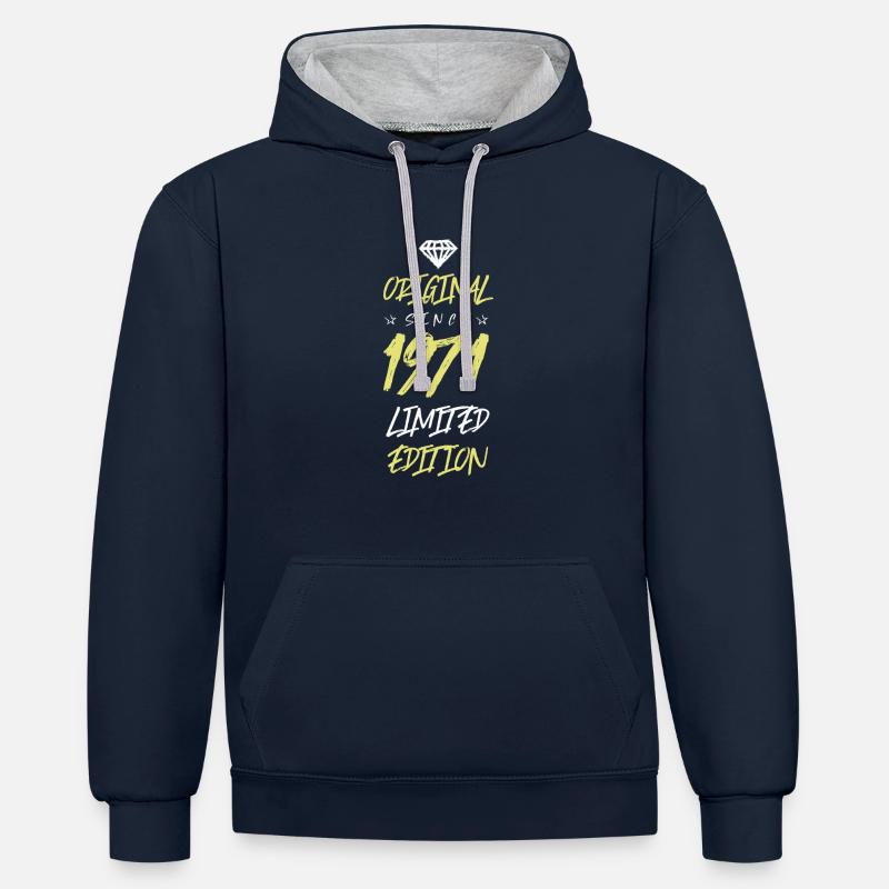 1971 Édition limitée - Sweat à capuche contrasté - bleu marine/gris chiné