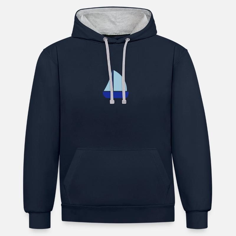 bateau à voile - Sweat à capuche contrasté - bleu marine/gris chiné