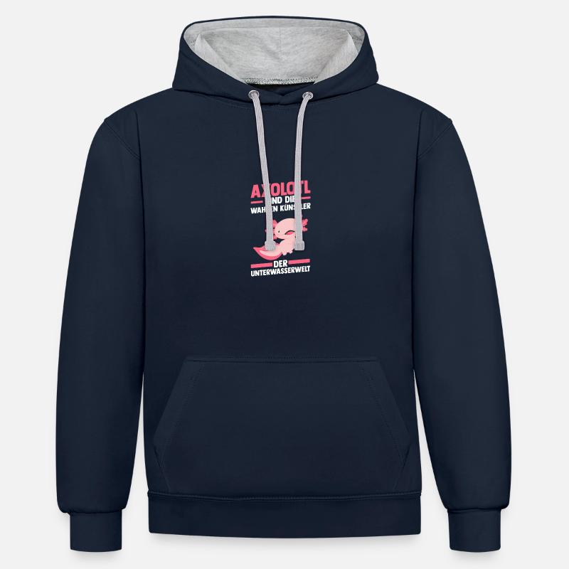Axolotl - Sweat à capuche contrasté - bleu marine/gris chiné