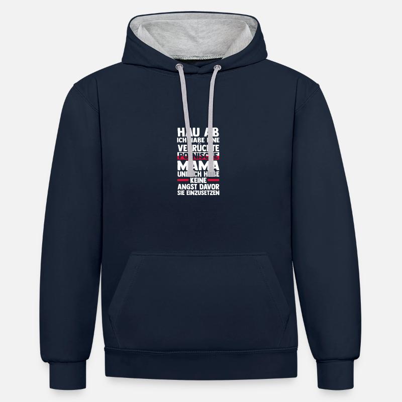 Pole Mama Mutter Polen - Kontrast-Hoodie - Navy/Grau meliert
