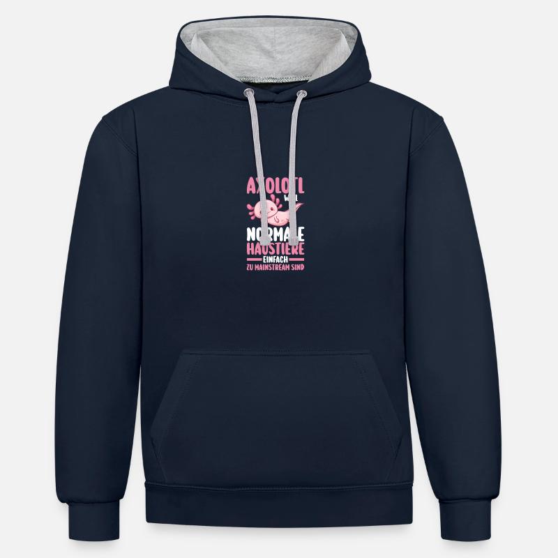 Axolotl - Sweat à capuche contrasté - bleu marine/gris chiné