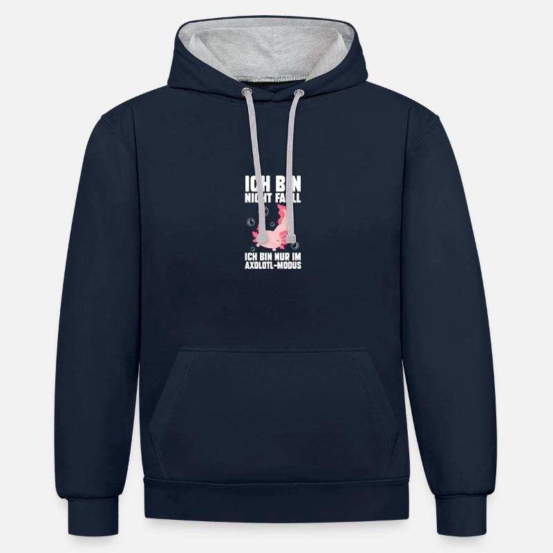 Axolotl - Sweat à capuche contrasté - bleu marine/gris chiné