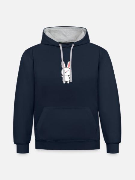 Cute Rabbit / Bunny - Contrast hoodie - navy/heather grey