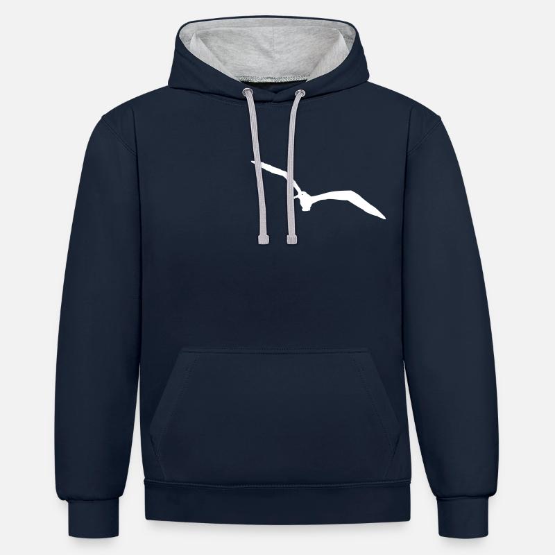 Möwe - Kontrast-Hoodie - Navy/Grau meliert