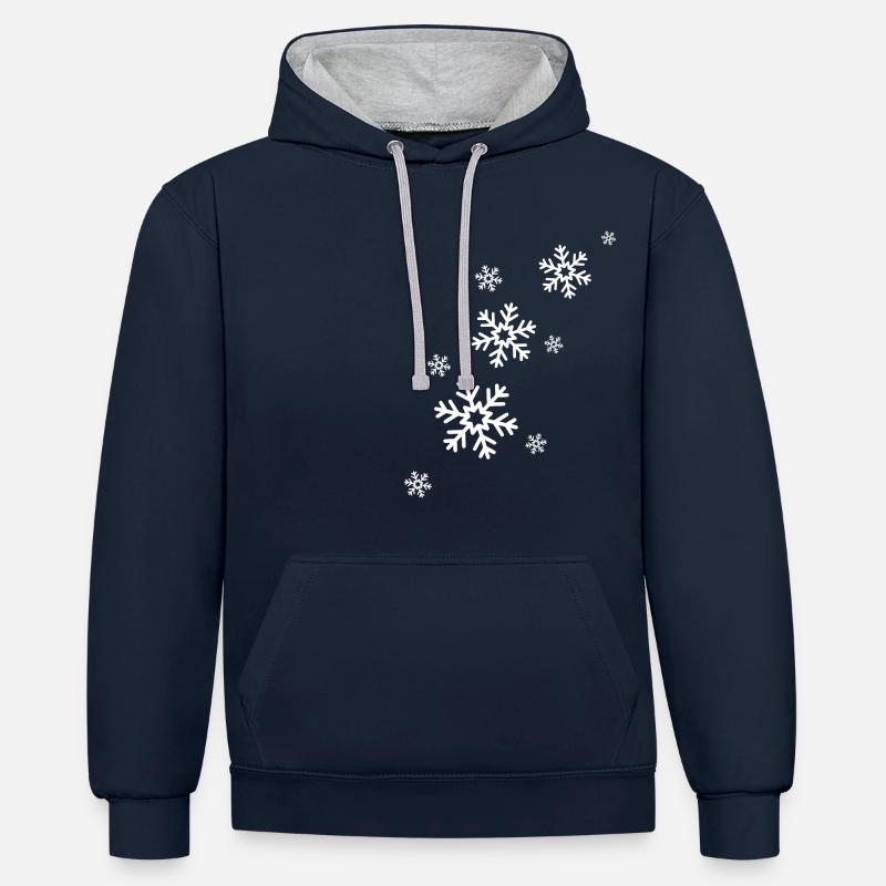 flocons de neige - Sweat à capuche contrasté - bleu marine/gris chiné