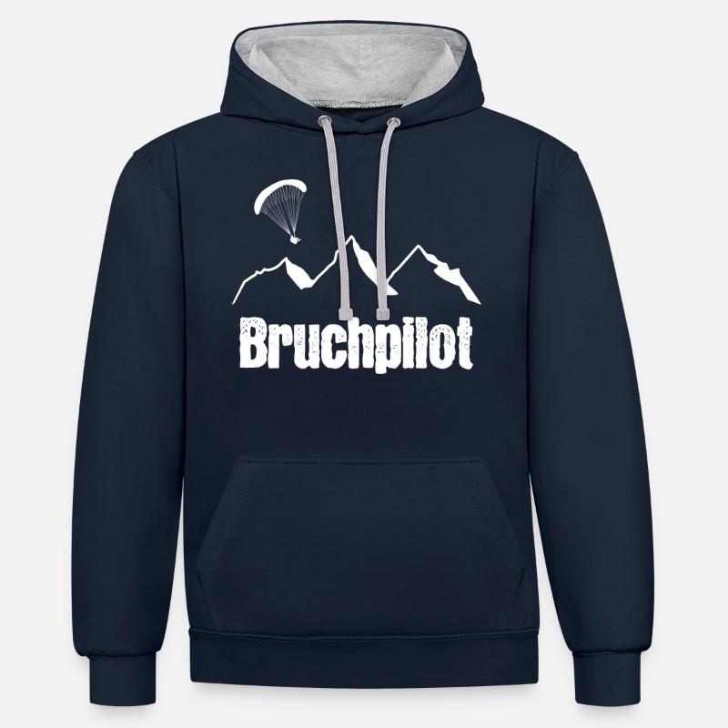 Pilote de rupture - Sweat à capuche contrasté - bleu marine/gris chiné
