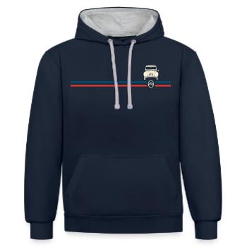 Citroën Logo Streifen 2CV Ente - Kontrast-Hoodie - Navy/Grau meliert - Vorne - Nico (186cm)