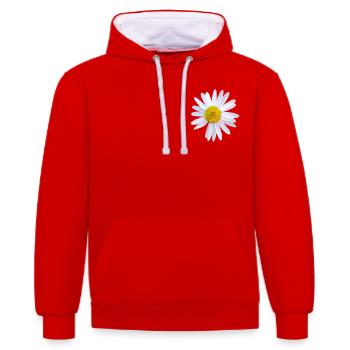 Gänseblümchen - Kontrast-Hoodie - Rot/Weiß - Vorne - Liana (172cm) & Jaron (178cm)