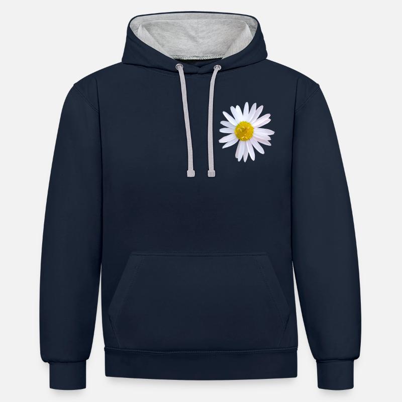 Gänseblümchen - Kontrast-Hoodie - Navy/Grau meliert
