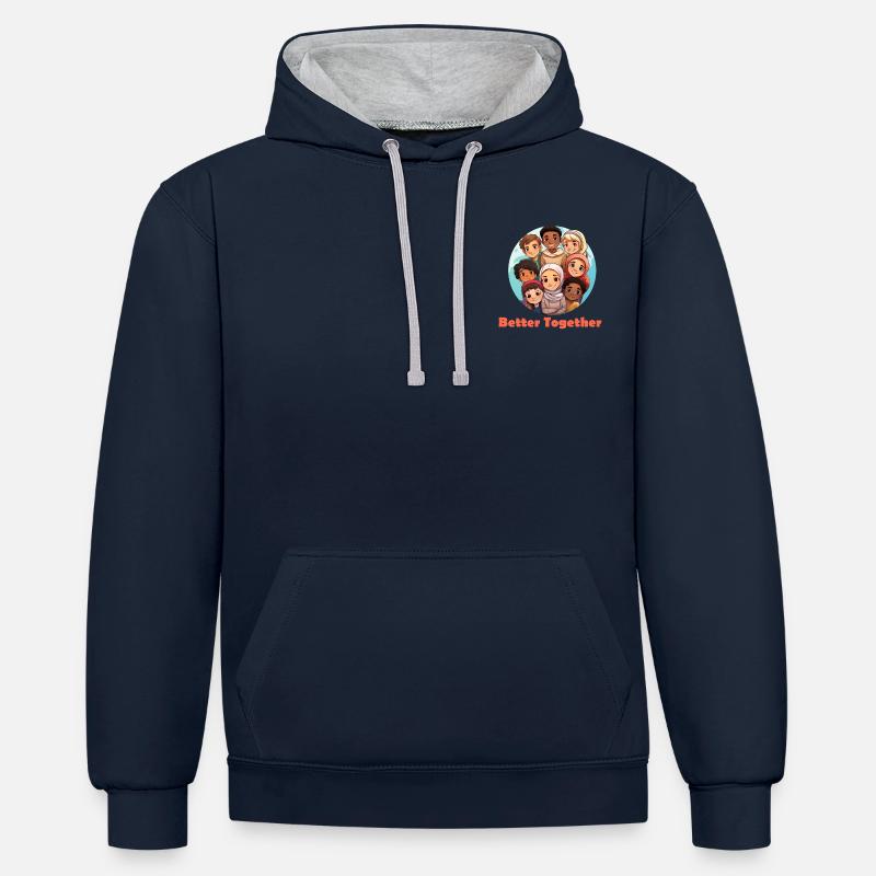Ensemble, c’est mieux - Sweat à capuche contrasté - bleu marine/gris chiné