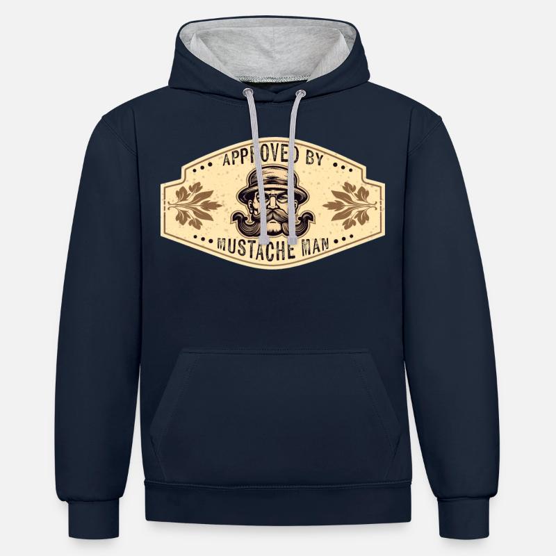 Approuvé par Mustache Man - Sweat à capuche contrasté - bleu marine/gris chiné