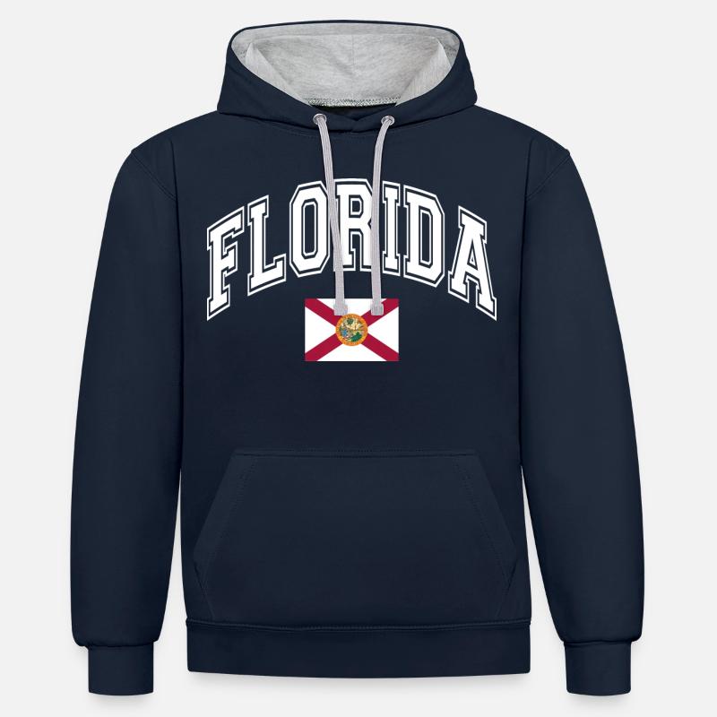 Floride - Sweat à capuche contrasté - bleu marine/gris chiné