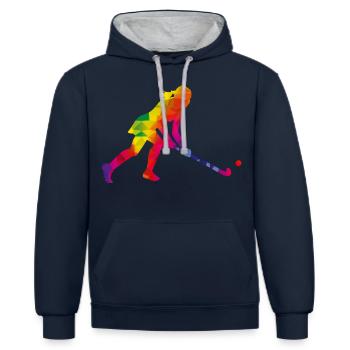 Hockey Frauen Hockeyspielerin Bunt - Kontrast-Hoodie - Navy/Grau meliert - Vorne - Nico (186cm)
