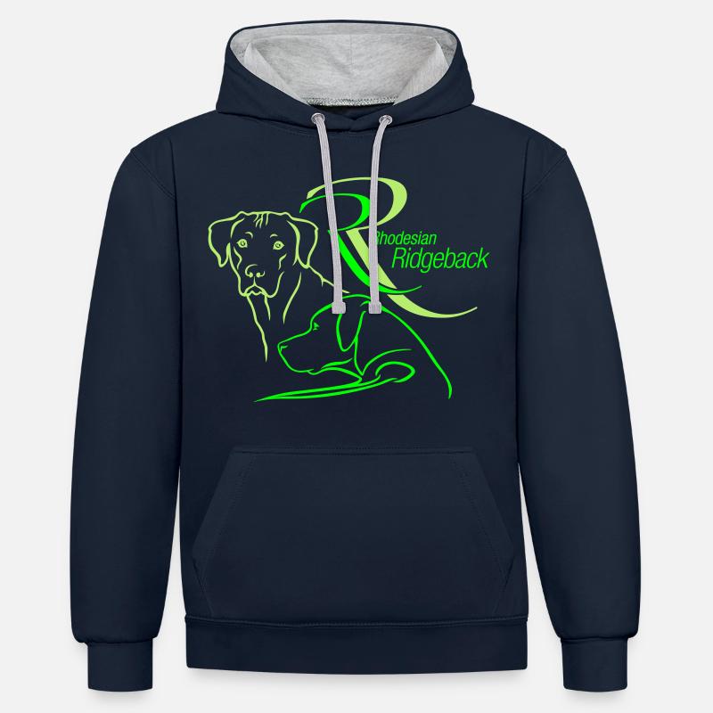 Rhodesian Ridgeback RR - Kontrast-Hoodie - Navy/Grau meliert