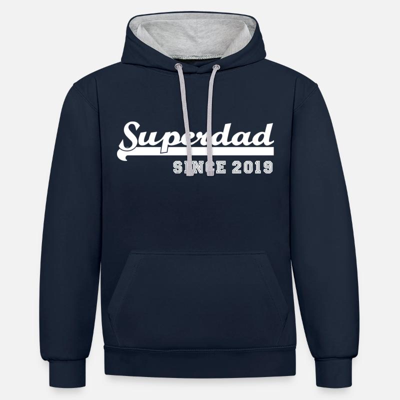 Superdad depuis 2019 - Sweat à capuche contrasté - bleu marine/gris chiné