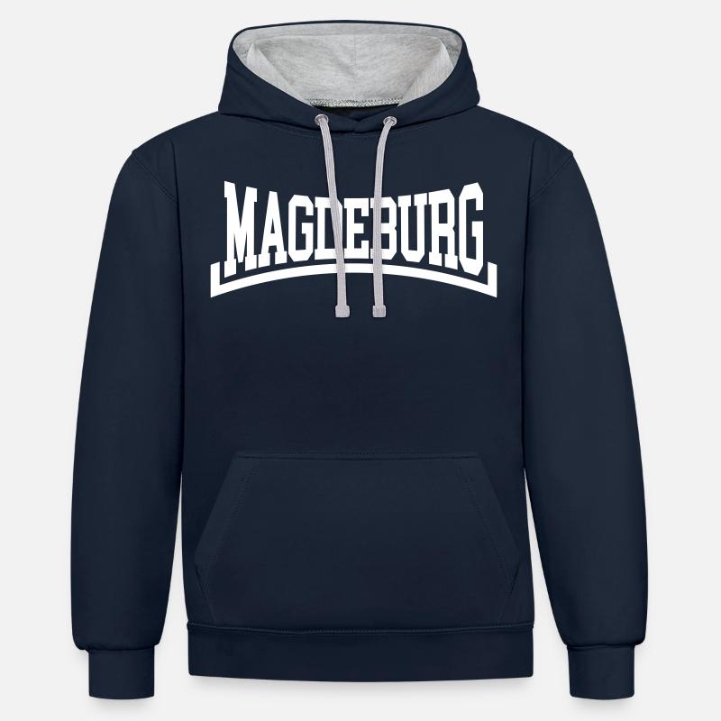 Magdebourg - Sweat à capuche contrasté - bleu marine/gris chiné