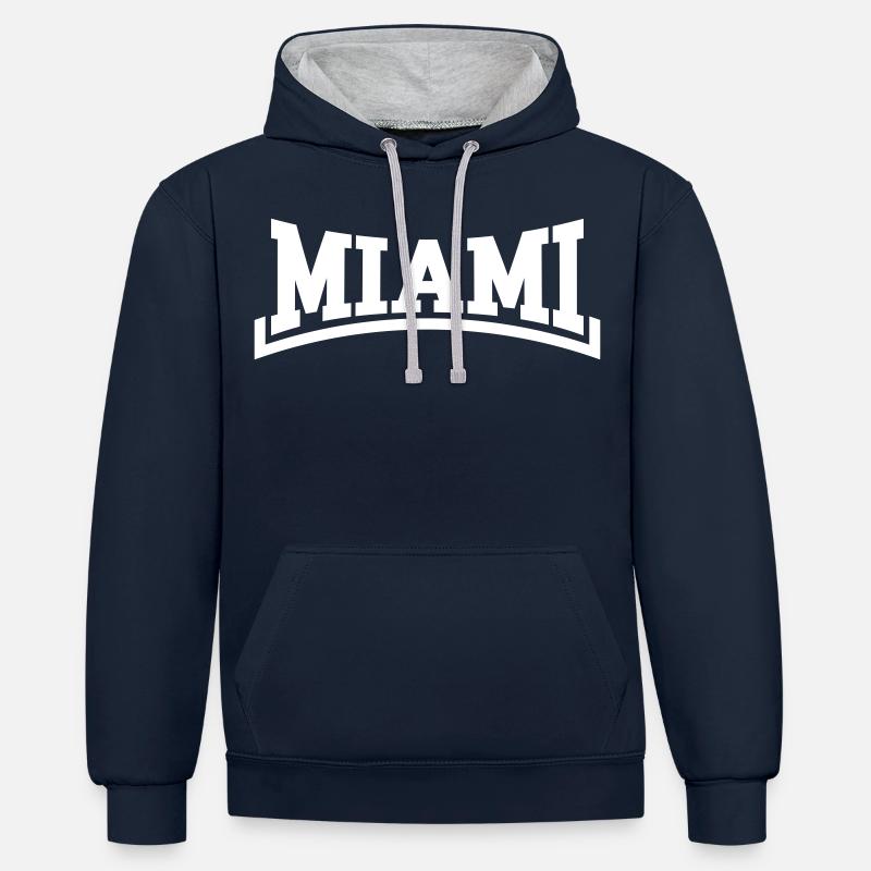 Miami - Sweat à capuche contrasté - bleu marine/gris chiné
